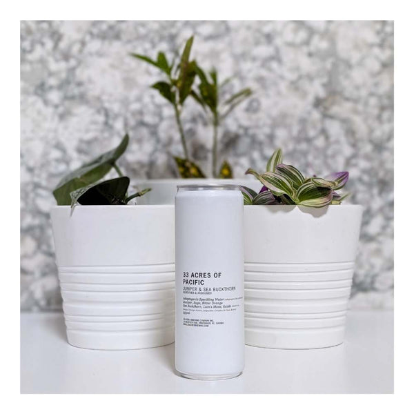 33 Acres Brewing Company 33 Acres of Pacific Juniper & Sea Buckthorn Non-Alcoholic Adaptogenic Sparkling Water