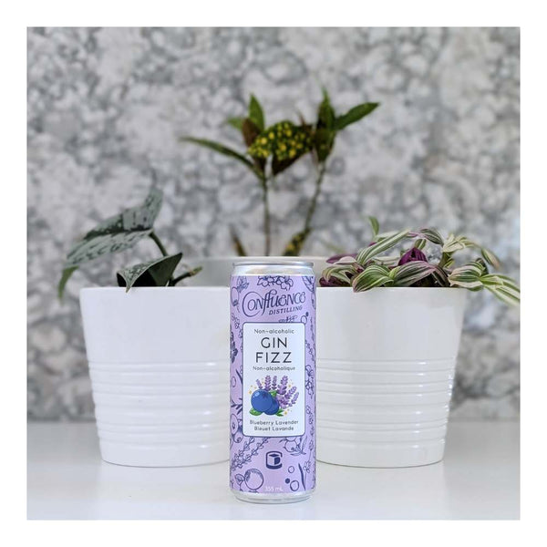 Confluence Distilling Non-Alcoholic Lavender Blueberry Gin Fizz